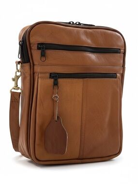 Vintage Geonardi Genuine Leather Crossbody Messenger Bag Brown Made in Colombia